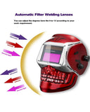 Auto Darkening Hood with Adjustable Shade Range 4/9-13 for Mig Tig Arc Welder Mask (Skull Design)