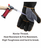 Extreme Heat & Fire Resistant Gloves Leather with Kevlar Stitching,Mitts Perfect for Fireplace