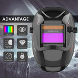 True Color Solar Auto Darkening Welding Helmet, Wide Shade 4/9-13