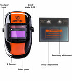 Welding Helmet Solar Powered Auto Darkening Hood with Adjustable Shade Range 4/9-13