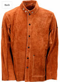 Leather Welding Work Jacket Flame-Resistant Heavy Duty Split Cowhide Leather