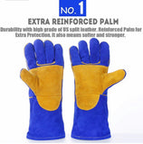 Welding Gloves - Heat Resistant & Wear Resistant Lined Leather and Fireproof Stitching