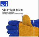 Welding Gloves - Heat Resistant & Wear Resistant Lined Leather and Fireproof Stitching