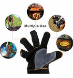 Extreme Heat & Fire Resistant Gloves Leather with Kevlar Stitching,Mitts Perfect for Fireplace
