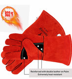 Genuine Cowhide Leather Welding Gloves 16 Oz 14 Inch | Kevlar Stitched Best for Mig, OxyAcetylene Professionals Forge Heat Fire Resistant