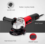 Angle Grinder 7.5-Amp 4-1/2inch with 2 Grinding Wheels, 2 Cutting Wheels, Flap Disc and Auxiliary Handle