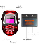 Auto Darkening Hood with Adjustable Shade Range 4/9-13 for Mig Tig Arc Welder Mask (Skull Design)