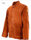 Leather Welding Work Jacket Flame-Resistant Heavy Duty Split Cowhide Leather
